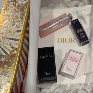 Dior bundle - Dior box, white drawstring pouch w/Lip Glow and 3 deluxe products